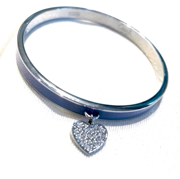 Coach Jewelry - EUC Coach 1/4” Purple & Pave Heart Bangle